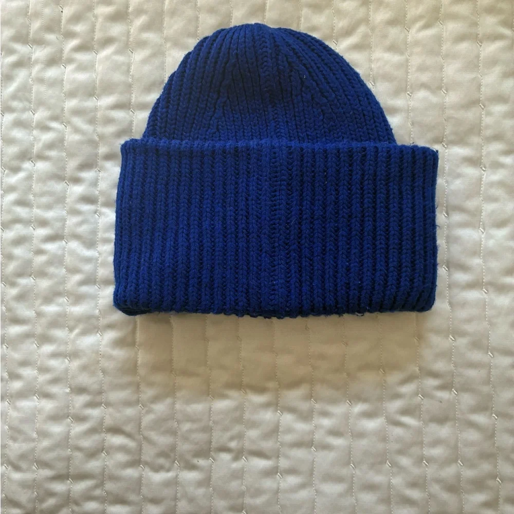 Acne Studios Cobalt Blue Ribbed Beanie Knit - Picture 2 of 3